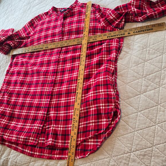 Lands End Tunic Top Women's 2X Red Plaid Flannel Pockets Winter Wardrobe Casual - Picture 8 of 10